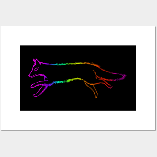 Rainbow Running Fox Logo Posters and Art